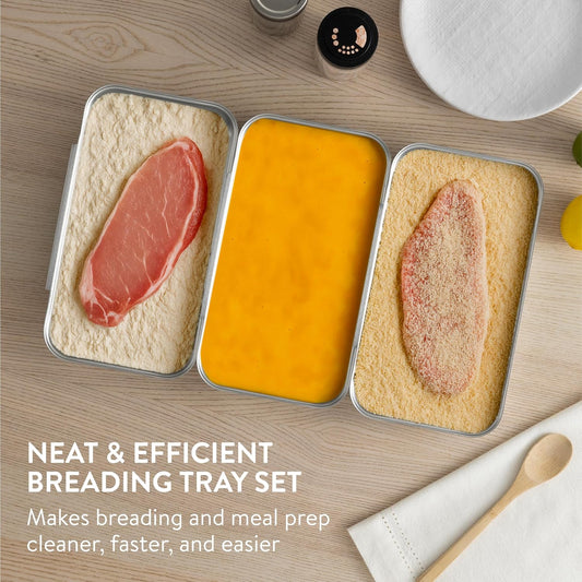 Navaris Stainless Steel Breading Trays, Set of 6 - Interlocking & Stackable Tray Design - 27x15cm Baking and Cooking Sheets - Oven and Dishwasher Ready for Versatile Kitchen Use