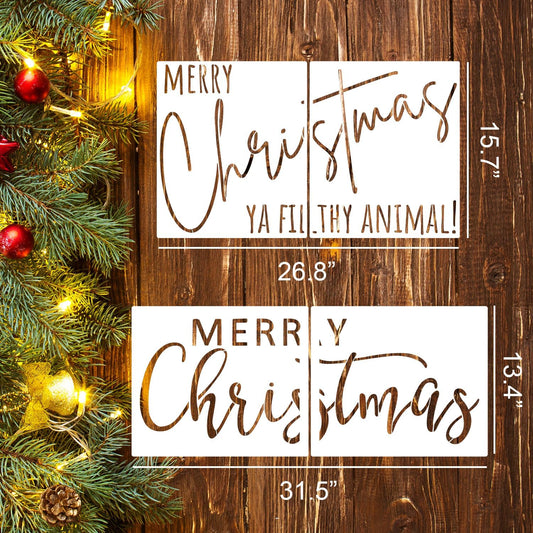 Christmas Stencils for Painting Doormat 27"x16" Large Christmas Stencils for Crafts Reusable Welcome Holiday Drawing Templates for Wood Fabrics Door Mat Window Glass Winter Decor