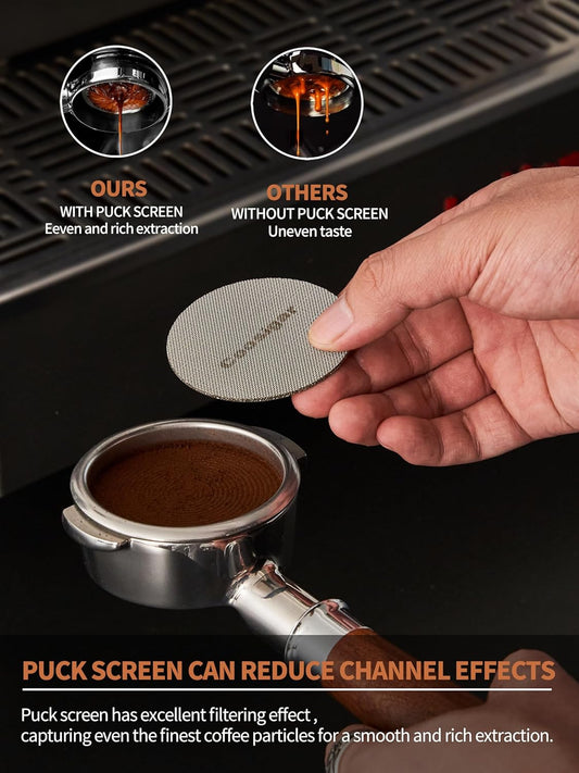 58mm Bottomless Portafilter | Fits for E61 Group Head 2 Ears machines| Stainless Steel portafilter and Mahogany Handle|Espresso Machine Accessories(Mahogany)