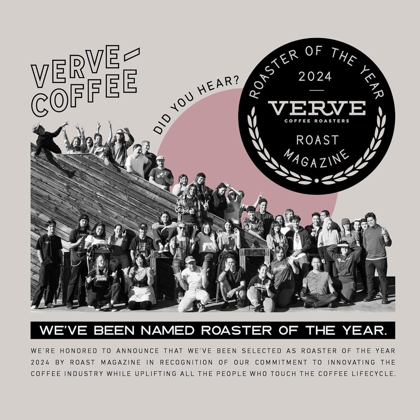 Verve Coffee Roasters Whole Bean Coffee Seabright House Blend | Medium Roast, Brewed or French Press, Direct Trade, Resealable Pouch | Enjoy Hot or Cold Brew | 12oz Bag