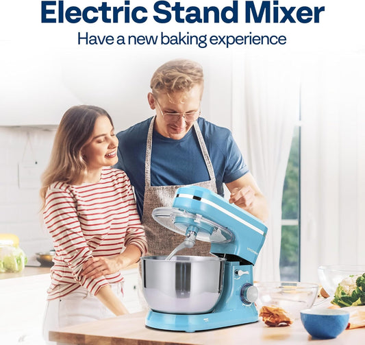 VIVOHOME 4.75 Quart Stand Mixer, 8 Speed Kitchen Electric Food Mixer, Household Stand Mixer for Baking, Cake, Bread with Beater, Dough Hook, Wire Whip and Egg Separator, Blue