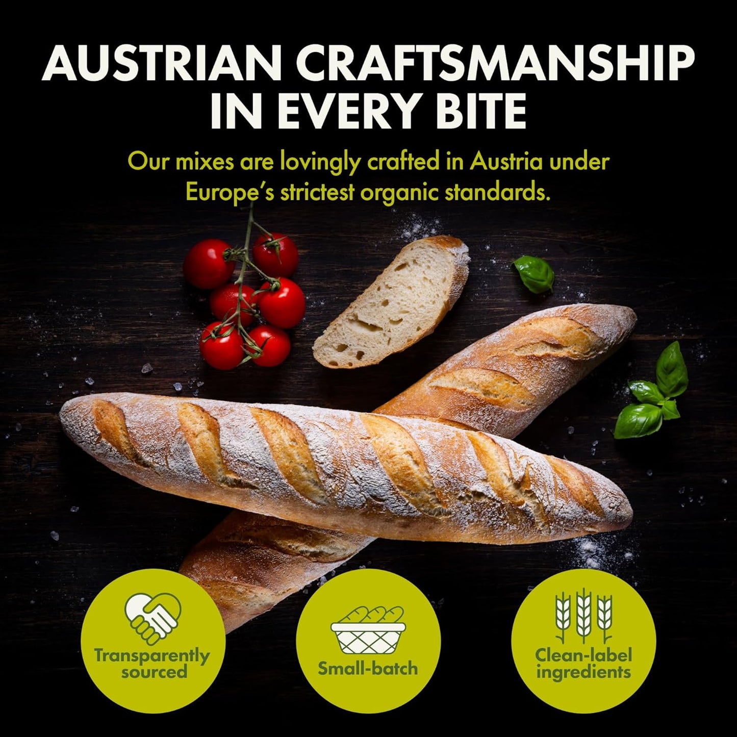 Let’s Bake Bread Organic Baguette Baking Mix - Crusty Artisan French Bread at Home - USDA Organic, Non-GMO, No Additives, Easy Home Baking, Parisian Bakery-Style Loaf - 17.64 oz (1 Pack)