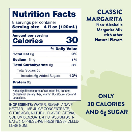 Jordan's Skinny Syrups Sugar Free Syrup, Naturally Sweetened Original Margarita Mix, 32 oz, Low Calorie Flavoring, Protein Shake, Cocktail & More, Gluten Free, Keto Friendly