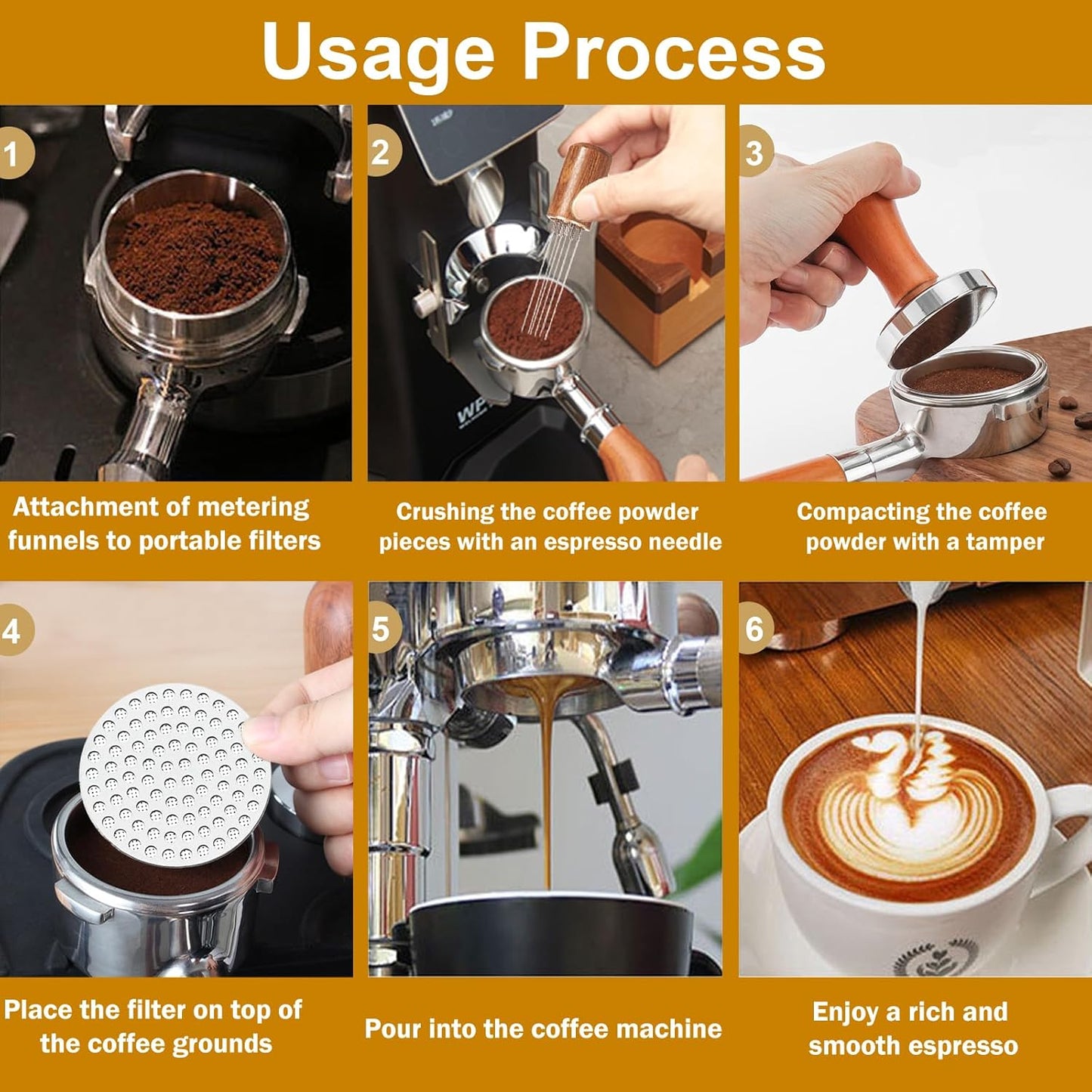 51mm Espresso Accessories Kit,Wdt Tool Espresso,Solid Espresso Tamper,Coffee Puck Screen and Dosing Funnel,Silicone Tamper Mat,0.4mm Stainless Steel 6pin Espresso Stirrer,Barista Tools Espresso Kit