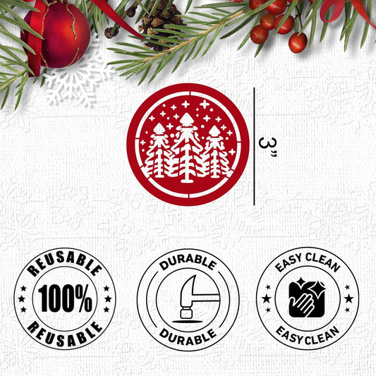 Small Christmas Stencils for Painting on Wood 3” Christmas Stencil for Crafts Reusable Snowman Santa Believe Holiday Draw Templates for Christmas Tree Canvas Window Decor(XMS Mini Stencil 01)