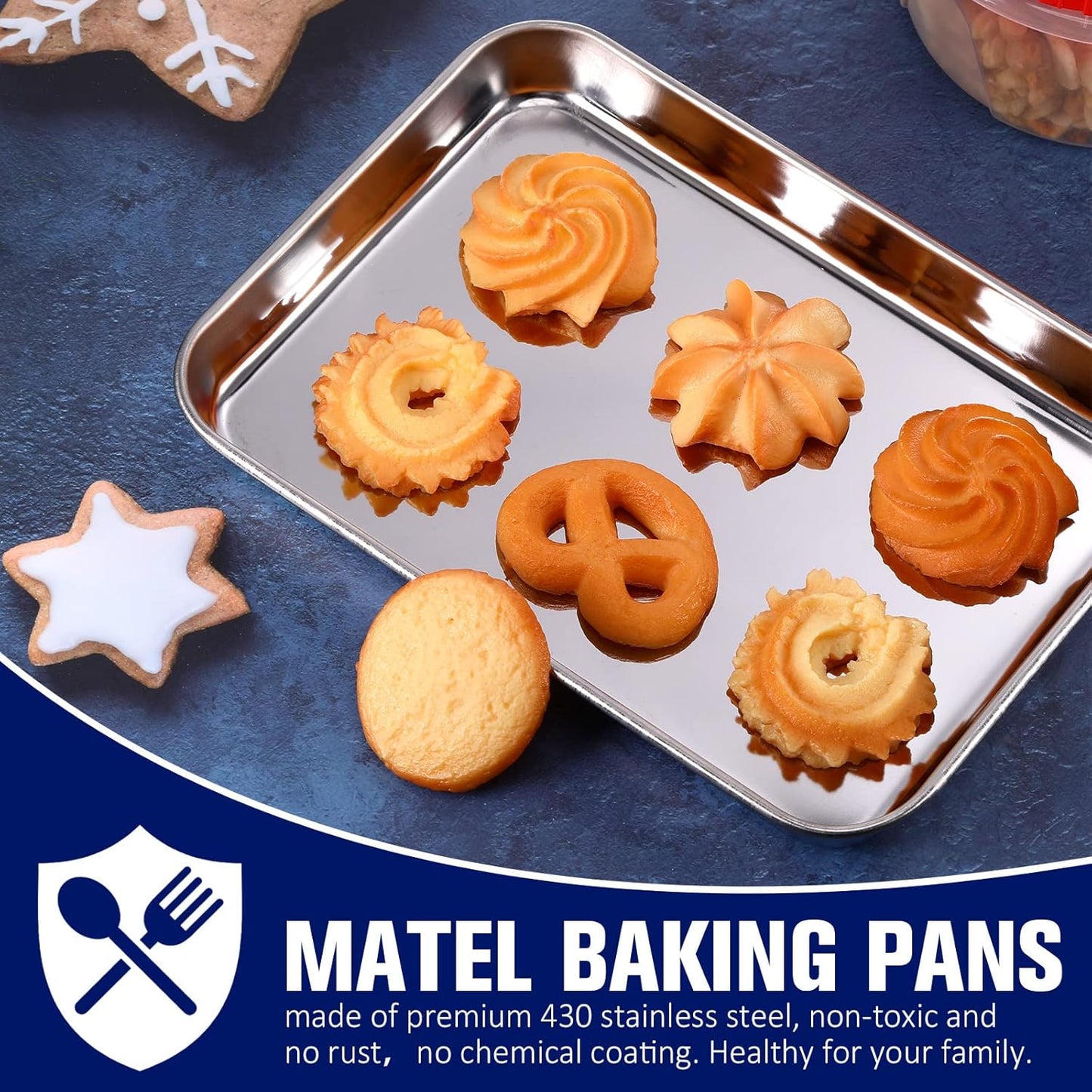 Mimorou 12 Pcs Baking Sheet Stainless Steel Cookie Small Metal Sheet Pans Professional Rectangle Oven Trays Kitchen Baking Cooking Oven and Toaster, Dishwasher Safe