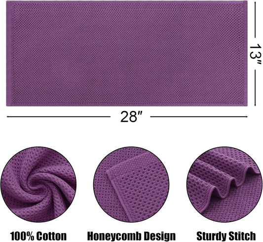 Kitinjoy 100% Cotton Waffle Weave Kitchen Towels, 4-Pack Super Soft and Absorbent Dish Towels for Drying Dishes, Kitchen Hand Towels, 13 in x 28 in, Violet