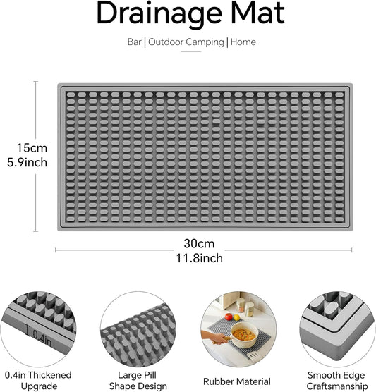 2 Pack Bar Mat, Drying Mat Household Bar Tools,Gray Cocktail Bar Mat 5.9''X12'',Suitable for Bar, Outdoor Camping, Home Bar Mats