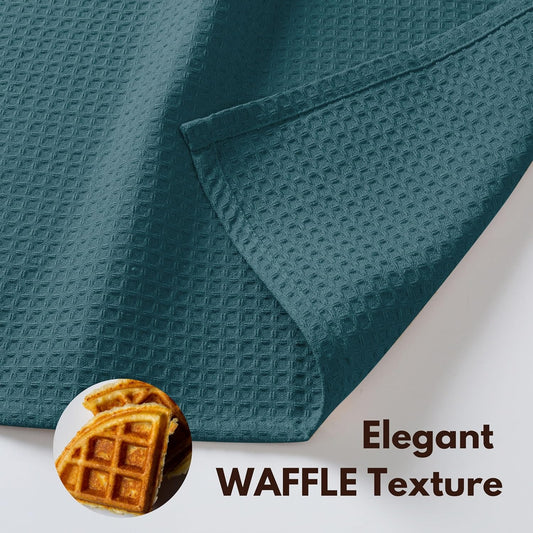 Native Fab Cotton Kitchen Towel with Hanging Loop 16x26 inches, 12-Pack, Waffle Weave Kitchen Towels for Cleaning Drying, Washcloths Soft & Absorbent Cloth Rags, Bar Towel, Dish Cloth, Teal Green