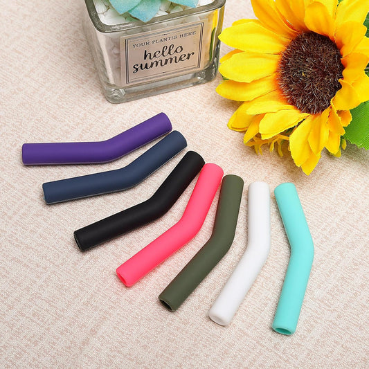 Zibtes-4PCS Silicone Straw Tips- Food Grade Rubber Metal Straws Tips Covers Only Fit for 1/3 Inch Wide(8MM Outdiameter) Stainless Steel Straw-Black