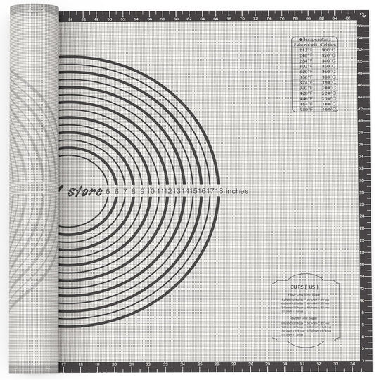 28 * 20 inches black, Non-Slip Silicone Baking Sheets - Baking Mat with 0.7mm Thickness - Non-Stick Pastry & Cookie Mat for Kitchen Counter for Rolling Out Dough with Measurements.