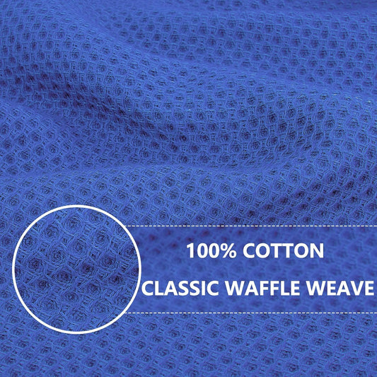Homaxy 100% Cotton Waffle Weave Kitchen Dish Towels, Ultra Soft Absorbent Quick Drying Cleaning Towel, 13 x 28 Inches, 6-Pack, Blueberry