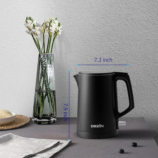 Dezin Electric Kettle, 0.8L Portable Travel Kettle with Double Wall Construction, 304 Stainless Steel Electric Tea Kettle for Business Trip, Small Electric Kettle with Auto Shut-Off (Without Cup)