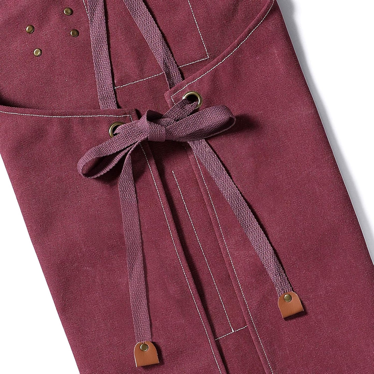 AFUN Chef Aprons for Men Women with Large Pockets, Cotton Canvas Cross Back Heavy Duty Adjustable Work Apron, Size M to XXL(Darkred)