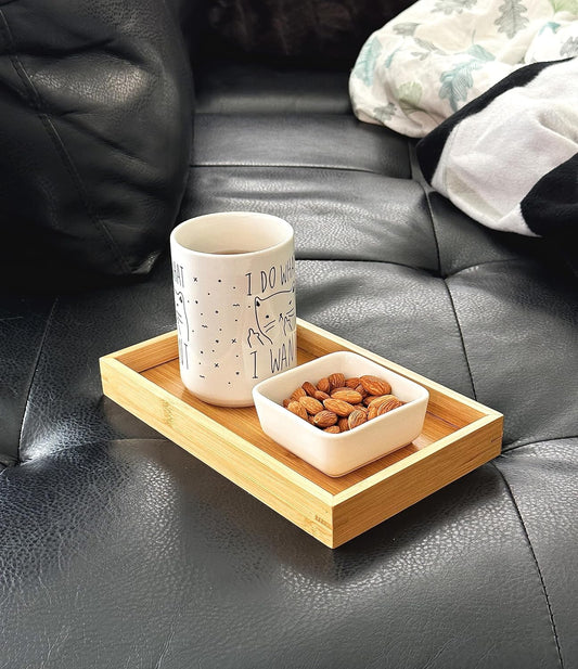 Bam & Boo (1-Pack) Natural Bamboo Rectangle Serving & Vanity Tray - for Kitchen, Bathroom, Countertop, Coffee Table (9.8" x 5.9" x 1.2")