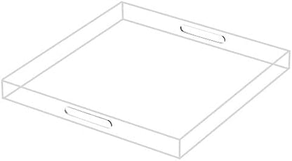 Clear Sturdy Acrylic Serving Tray with Handles-24x24Inch-Serving Coffee,Appetizer,Breakfast,Butler-Kitchen Countertop Tray-Makeup Drawer Organizer-Vanity Table,Ottoman Tray-Decorative Tray