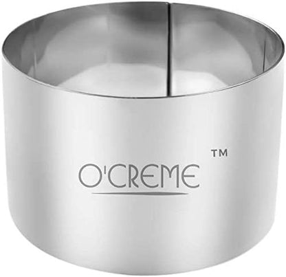 O'Creme Cake Ring Sturdy Stainless Steel Round Mousse Cake Ring Mold for Baking, Dessert Cake Decorating Pastry Rings 4 Inch Diameter x 2-1/2 Inch High