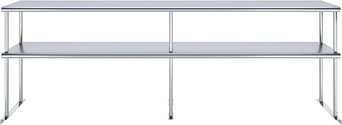 NSF Certified 18 Gauge Heavy Duty Stainless Steel Double overshelf with Brackets for Kitchens, Utility Rooms, Storage, Offices & Home (96" x 12")