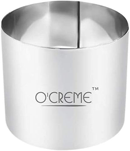 O'Creme Cake Ring Sturdy Stainless Steel Round Mousse Cake Ring Mold for Baking, Dessert Cake Decorating Pastry Rings 4 Inch Diameter x 4 Inch High