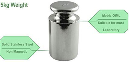 American Weigh Scales Calibration Weight for AWS Digital Scale, Carbon Steel, Chrome Plated, Chrome Finish, 5000g (5KGWGT)