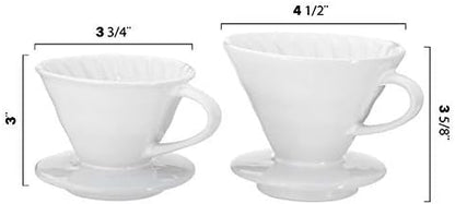 Pour Over Coffee Dripper - Ceramic Slow Brewing Accessories for Home, Cafe, Restaurants - Easy Manual Brew Maker Gift - Strong Flavor Brewer - V01 Paper Cone Filters - Black, 1 Cup