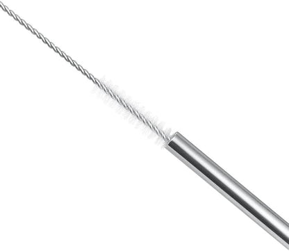 10 Pcs Stainless Steel Straws, Reusable Drinking Straws, Bent Metal Straw Sets with 2 Pcs Cleaning Brushes (Silver, 8.5 Inch)
