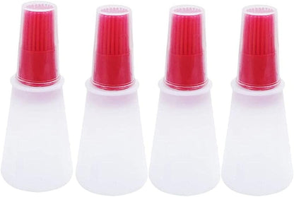 Silicone Oil bottle brush，BBQ/Pastry Basting Brushes,Silicone Cooking Grill Barbecue Baking Pastry Oil/Honey/Sauce Bottle Brush (4 PCS,red)