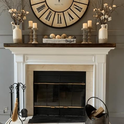Modern Timber Craft Reclaimed Wood Fireplace Mantel Shelf | Solid Rustic American Barnwood with Floating Shelf Brackets | 2.75" Thickness | 54" L x 5" D, Rustic Original - Unfinished