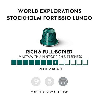 Nespresso Capsules Original Line, Stockholm Fortissio Lungo, Dark Roast Coffee, 50 Count Coffee Pods