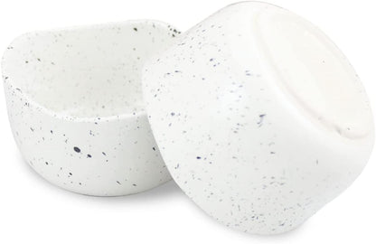 roro Handcrafted 4.5" Ceramic Miso | Rice Bowls, Set of 2 - White Matte Speckled Stoneware - Perfect for Soups