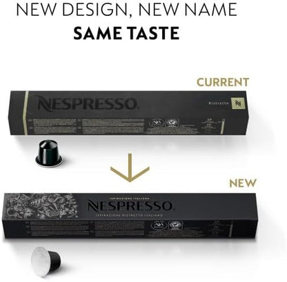 Nespresso Capsules Original Line, Ristretto Intenso, Dark Roast Coffee, 50 Count Coffee Pods