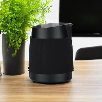 Normcore Handleless Milk Frothing Jug, Milk Pitcher 15.2 oz, Milk Frother Steamer Cup Stainless Steel Espresso Cup, Sharp Spout, Black, 450 ml