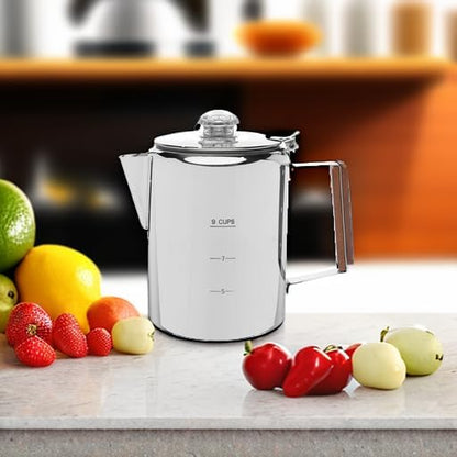 COLETTI Bozeman Percolator Coffee Pot — NO Aluminum or Plastic [9 cup]