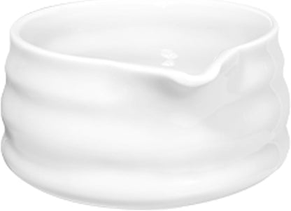 White Matcha Bowl with Spout - Chawan - Ceramic Matcha Bowls - Japanese Traditional Macha Tea Bowl for Mixing - Matcha Cup - Matcha Accessories - More Durable than Glass