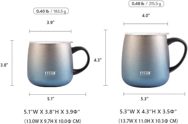 TYESO Office Coffee Mug,Vacuum Insulated Mug Double Wall Stainless Steel Cup (Rose Gold, 16 oz)