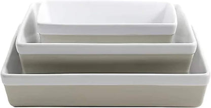 MARTHA STEWART 3 Piece Oven to Table Stoneware Bakeware, Baking Dish & Casserole Set- Grey