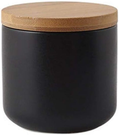 YYW Ceramic Food Storage Jar Containers Kitchen Canisters with Airtight Seal Lid for Coffee Beans Sugar Spices (Small Black)