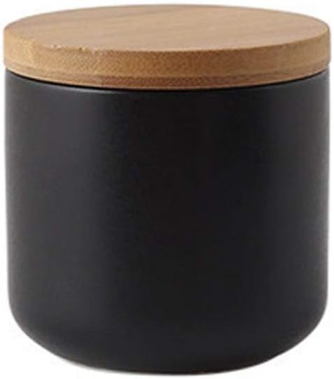 YYW Ceramic Food Storage Jar Containers Kitchen Canisters with Airtight Seal Lid for Coffee Beans Sugar Spices (Small Black)
