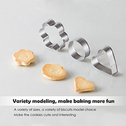 Mini Metal Cookie Cutters Set - 24 Pcs Clay Cutters/Mini Fruit Vegetable Cutters/Star Heart Round Flower Square Mini Cutters - Cookie Cutters for Kids Lunch/Mini Geometric Shapes Cookie Cutters