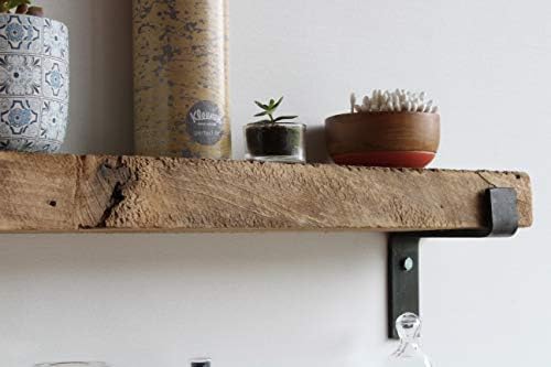 Urban Legacy Accent Shelves | Reclaimed Barn Plank | Set of 2 with Full Brackets (Natural 36"x 4.5"x 2")