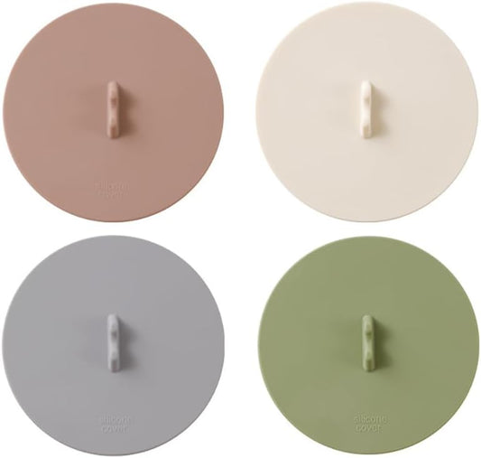 Silicone Cup Lids Silicone Cup Covers 6color Design, Food Grade Anti-dust Airtight Seal Lids for Mugs, Tea Cups, Coffee Cup 4pcs (4pcs-1)