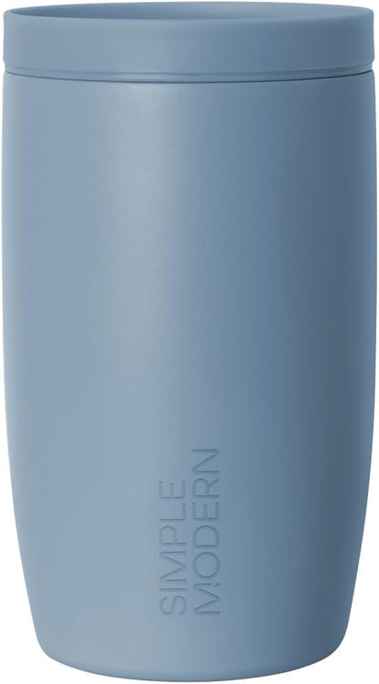 Simple Modern Travel Coffee Mug Tumbler with 360° Lid | Ceramic-Lined Insulated Stainless Steel Cold Brew Iced Coffee Cup Thermos | Gifts for Women Men Her Him | Voyager Signature | 12oz | Blue Dune