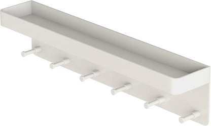 MKO Key Holder for Wall, Mail Organizer and Key Rack Wall Mount with Tray & 6 Hooks for Hallway (White)