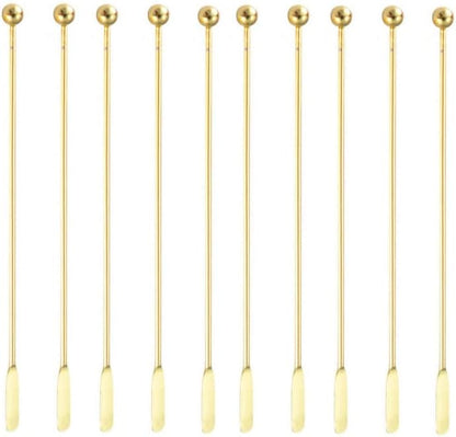 10 pcs Stainless Steel Coffee Beverage Stir Sticks Cocktail Stirrers Drink Swizzle Stick 7.4" Swizzle Stick Picks Tools Gold