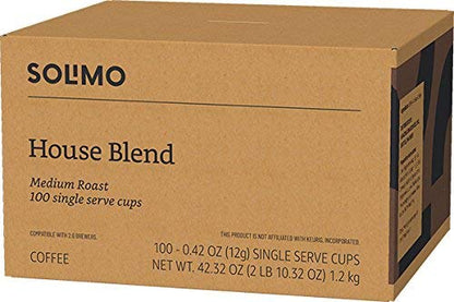 Amazon Brand - Solimo Medium Dark Roast Coffee Pods, House Blend, Compatible with Keurig 2.0 K-Cup Brewers, 100 Count