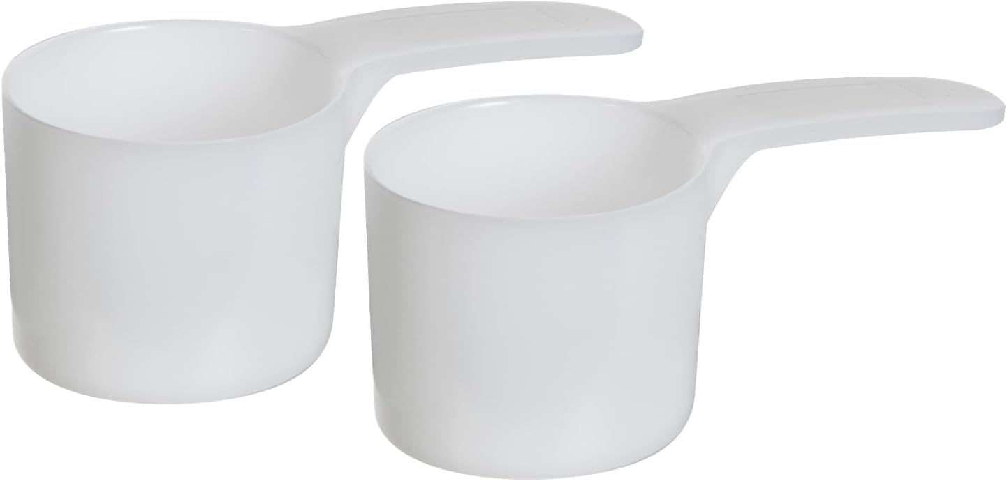 70 mL Plastic Measuring Packaging Scoop (=70 cc/ = 4.73 Tablespoon/ = 2.37 fl oz/ = 0.3 Cup), Meidum Handle - to Measure and Dispense Spices, Granules, Powders, for Seeds Packing (2)