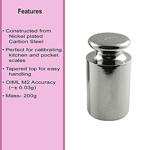American Weigh Scales Calibration Weight for AWS Digital Scale, Carbon Steel, Solid Stainless Steel Chrome Finish, 200G (200WGT)