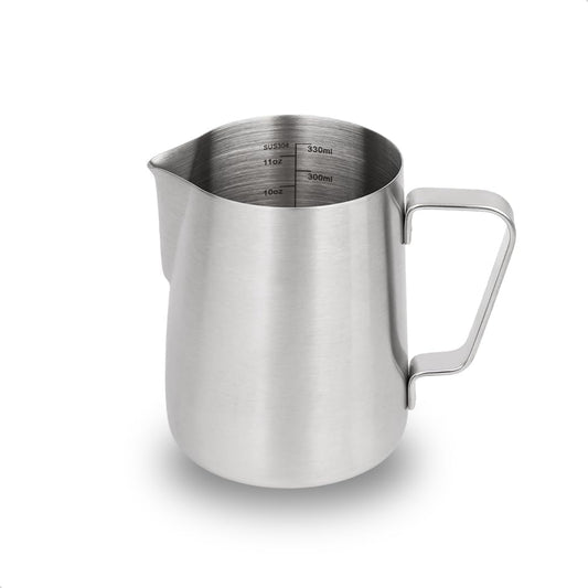 watchget Stainless Steel Milk Frothing Pitcher 12oz/350ml - Espresso Steaming Pitcher for Cappuccino, Latte Art, Coffee Machine Accessories Milk Jug Milk Frother Cup, Matt Silver