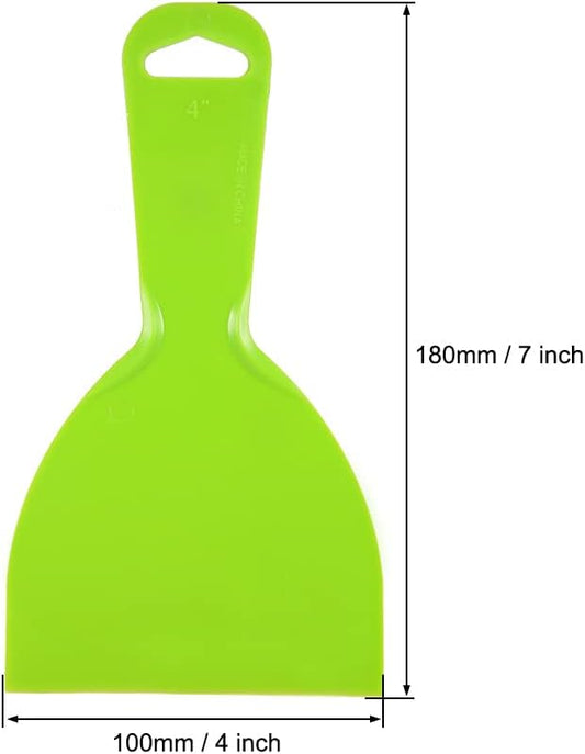 uxcell Putty Scraper 4" Plastic Flexible Putty Knives Disposable Spreader for Taping Drywall Wall Painting Green 2pcs