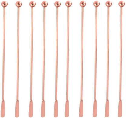 10 pcs Stainless Steel Coffee Beverage Stir Sticks Cocktail Stirrers Drink Swizzle Stick 7.4" Swizzle Stick Picks Tools Rose Gold